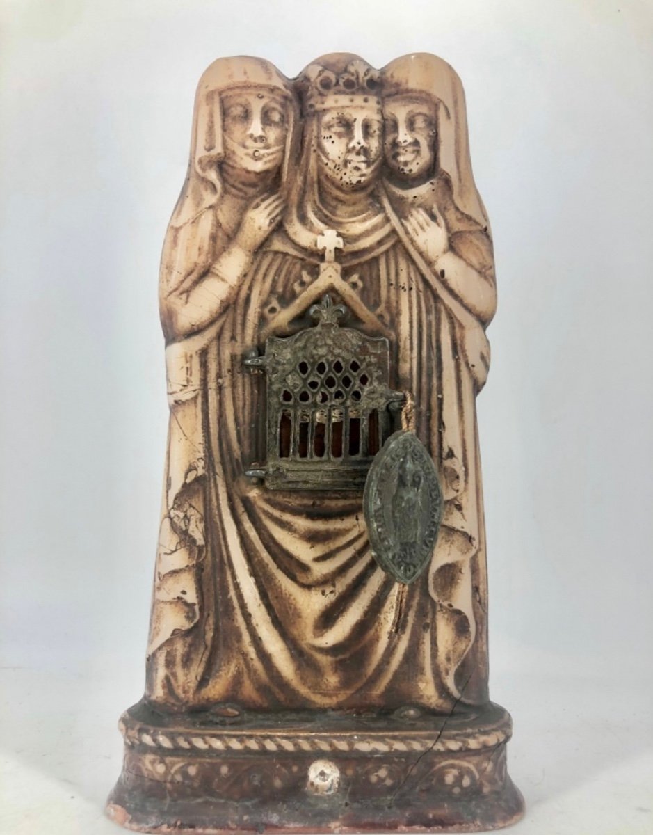 Exceptional Gothic Reliquary In Wax. 14th/15th Century. France. Claramontensis.-photo-3