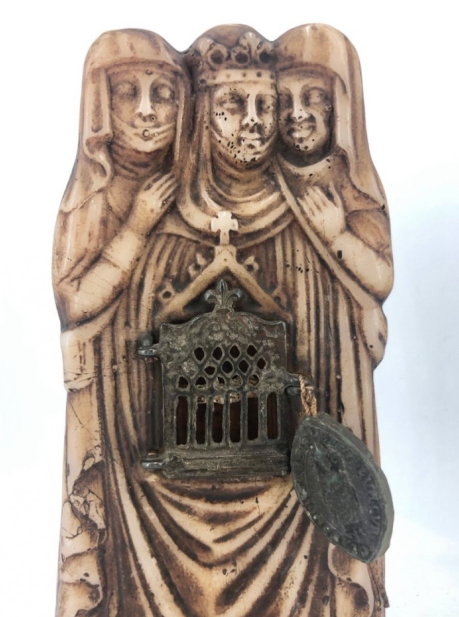 Exceptional Gothic Reliquary In Wax. 14th/15th Century. France. Claramontensis.-photo-4