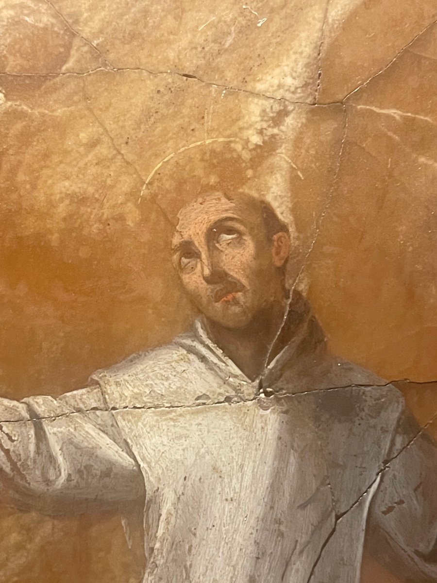 Saint Bruno. Peinture Sur Albâtre. 17ème Siècle. Ecole Italienne.-photo-4