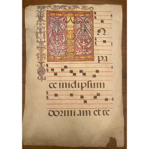 Miniature. Sheet Of Antiphonary. Spain. 16th/17th Centuries. 80x55cm.