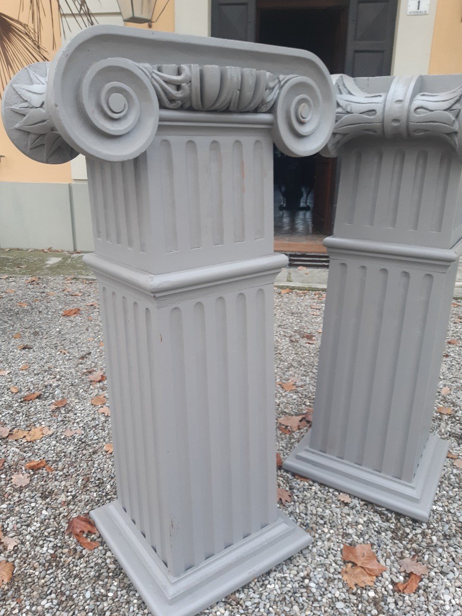 Paire De Colonnes Chapiteaux  En Bois-photo-4