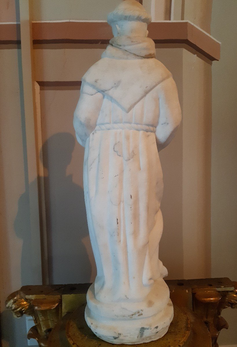 White Marble Statue St Antoine 18th Century -photo-3