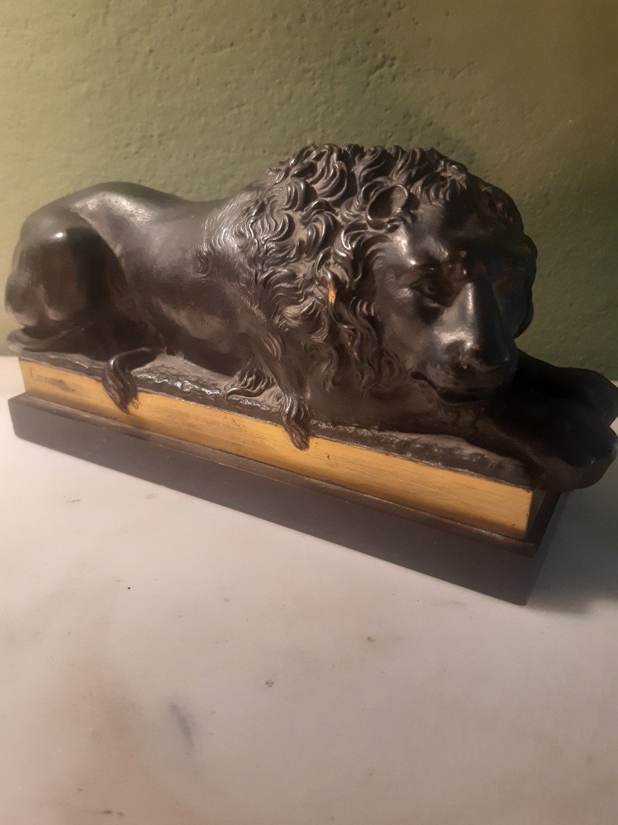 d'Après Canova, Lion Couché Bronze 19eme