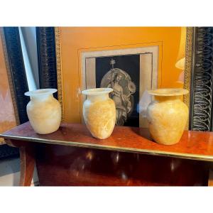 3 Vases In  Alabaster 20th Century