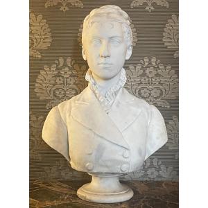 White Marble Bust. 19th Century