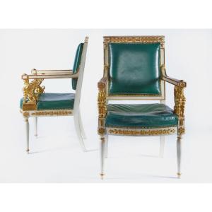 Paire de Fauteuils Empire