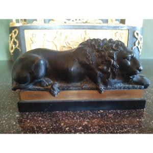 d'Après Canova, Lion Couché Bronze 19eme