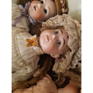 Lot Of 8 Old Porcelain Head Dolls