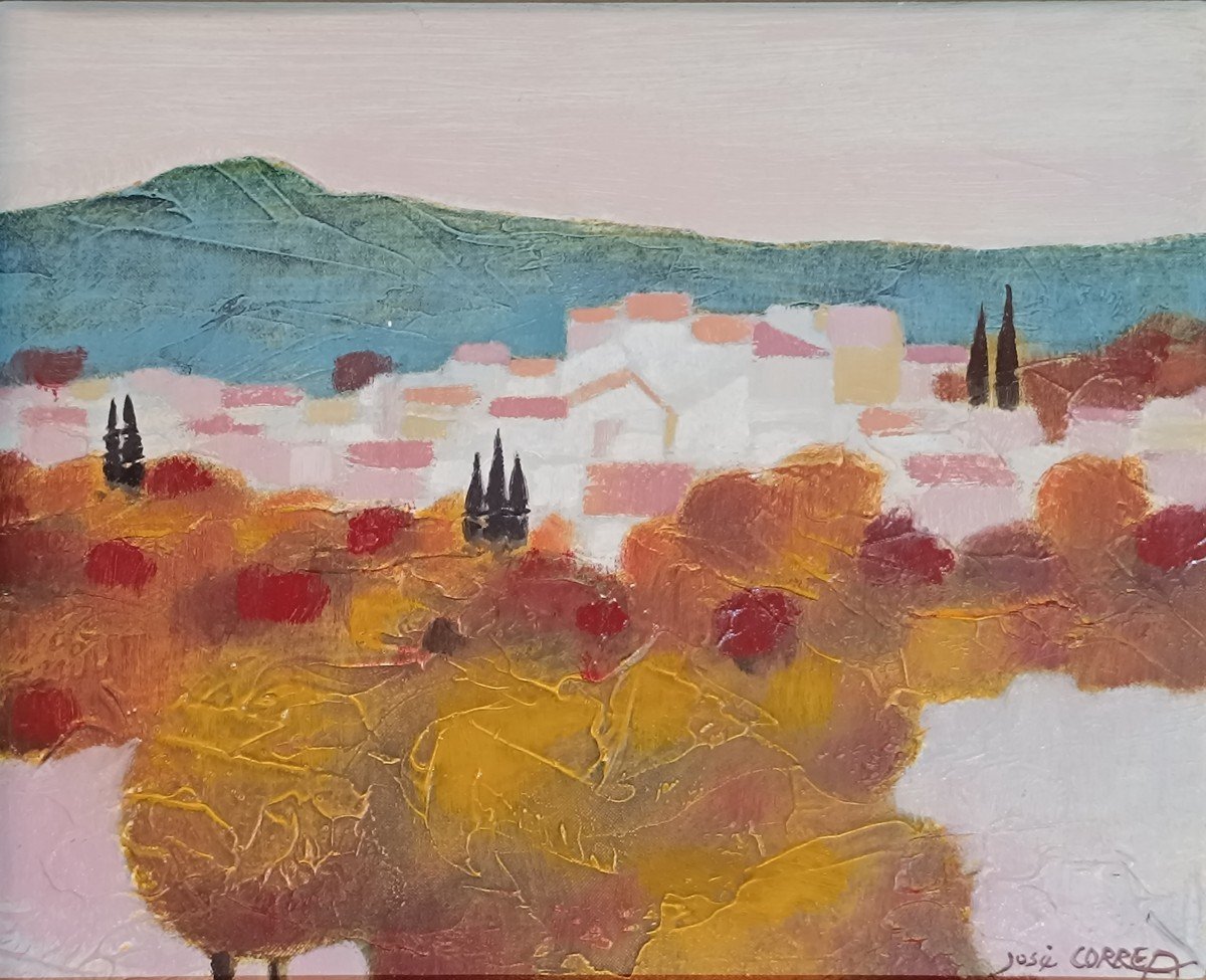 Hst Painting “village In Provence” José Correa-photo-2