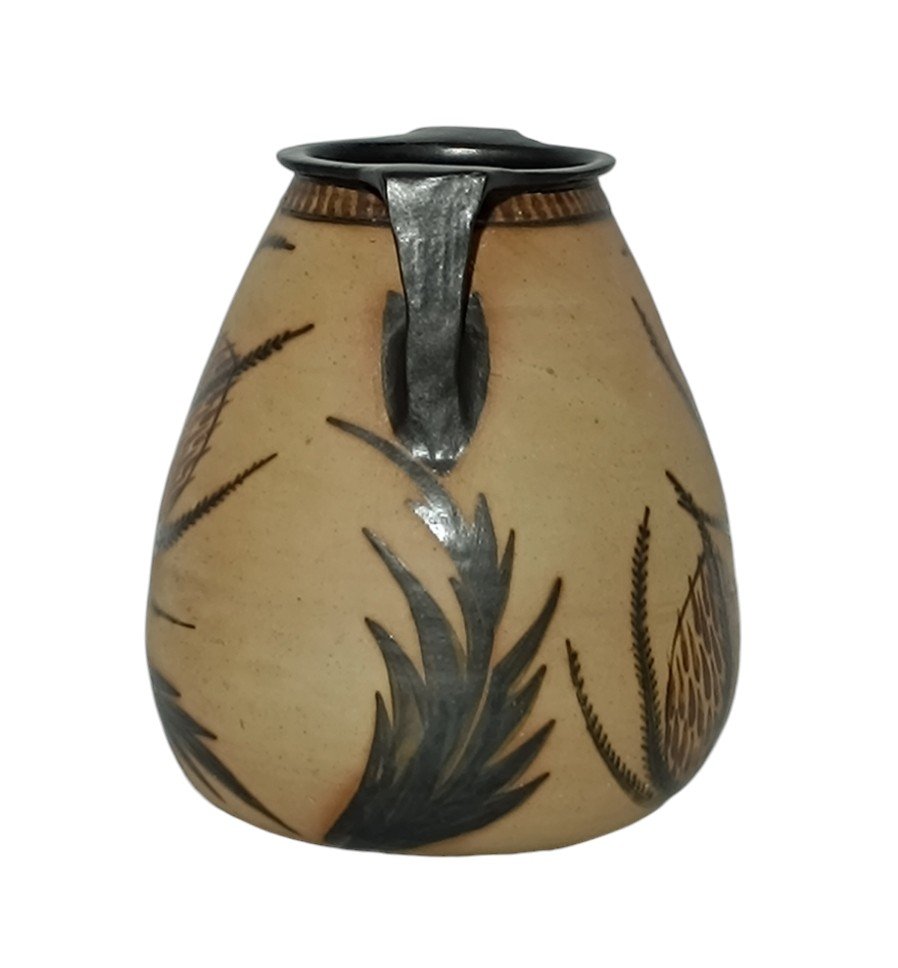 Bursiform Vase With Square Handles Ciboure étienne Vilotte / Thistle Flower-photo-2