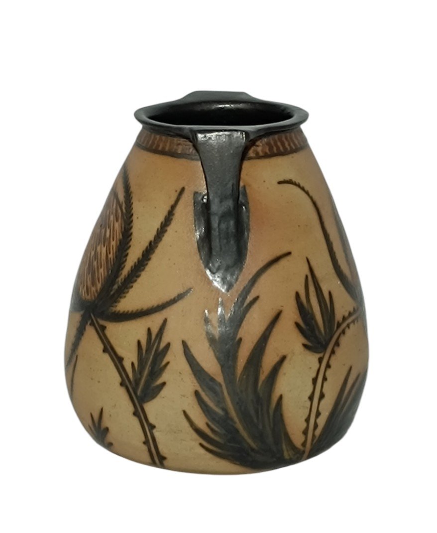 Bursiform Vase With Square Handles Ciboure étienne Vilotte / Thistle Flower-photo-4