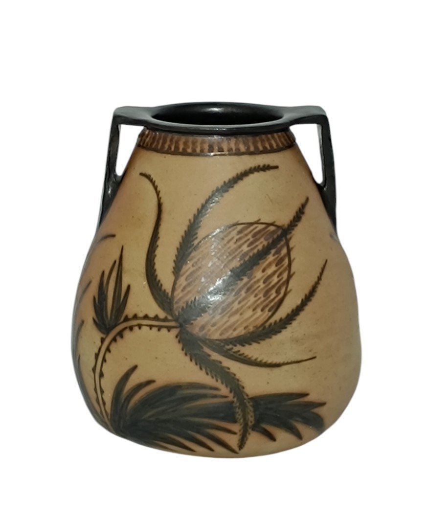 Bursiform Vase With Square Handles Ciboure étienne Vilotte / Thistle Flower