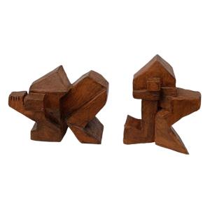 Pair Of Anthropomorphic Terracotta Cubist Sculptures / Pior