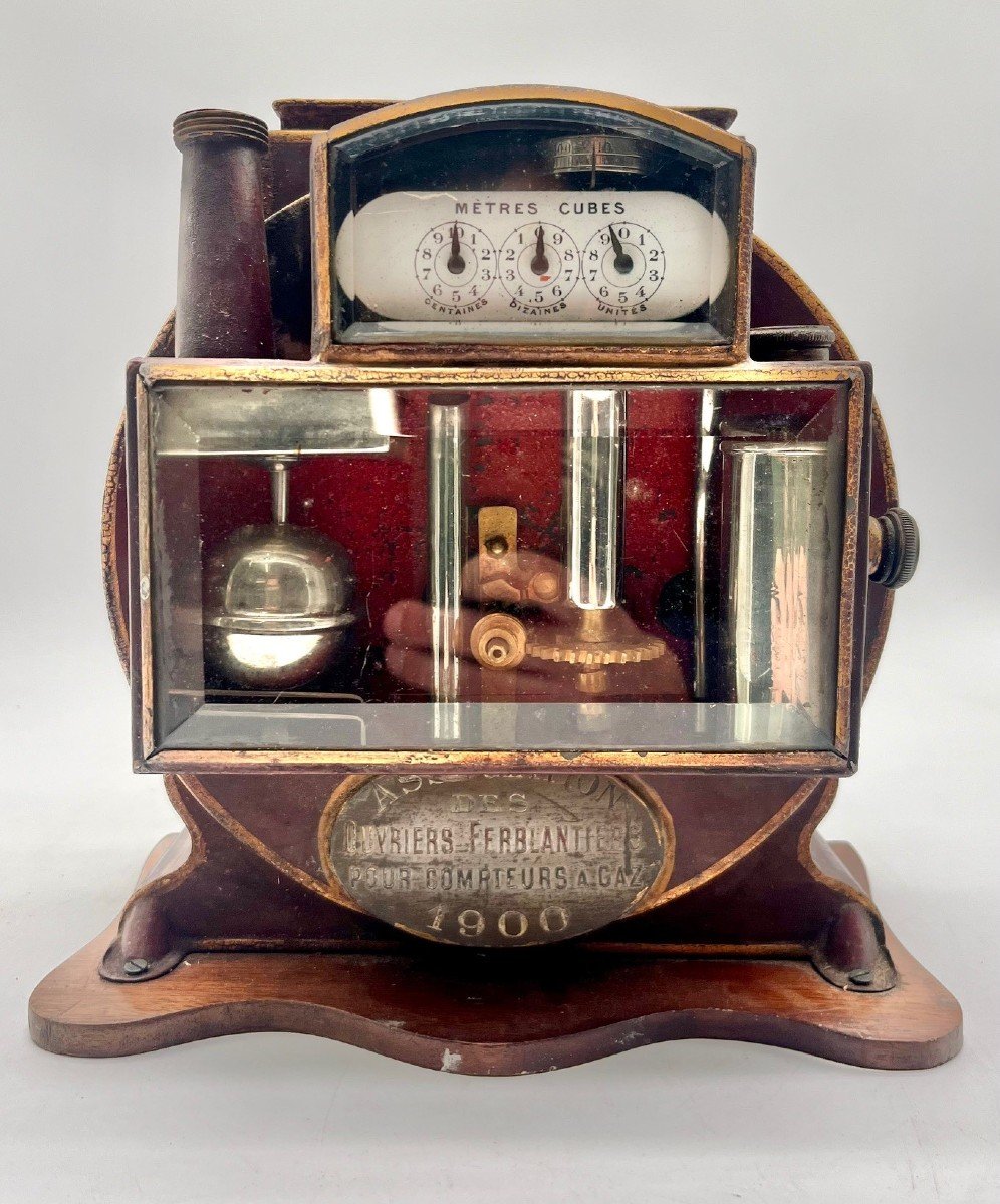 Objet Didactique; Compteur A Gaz En Fer Blanc Daté 1900 France-photo-4