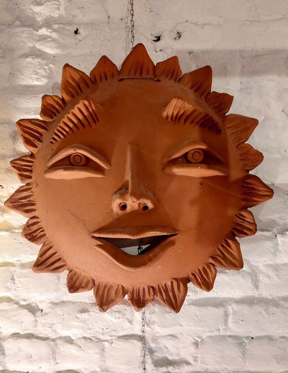 Vallauris Terracotta Wall Scyulpture Circa 1960 Diam 55 Cm Attr. To Jean Marais-photo-2