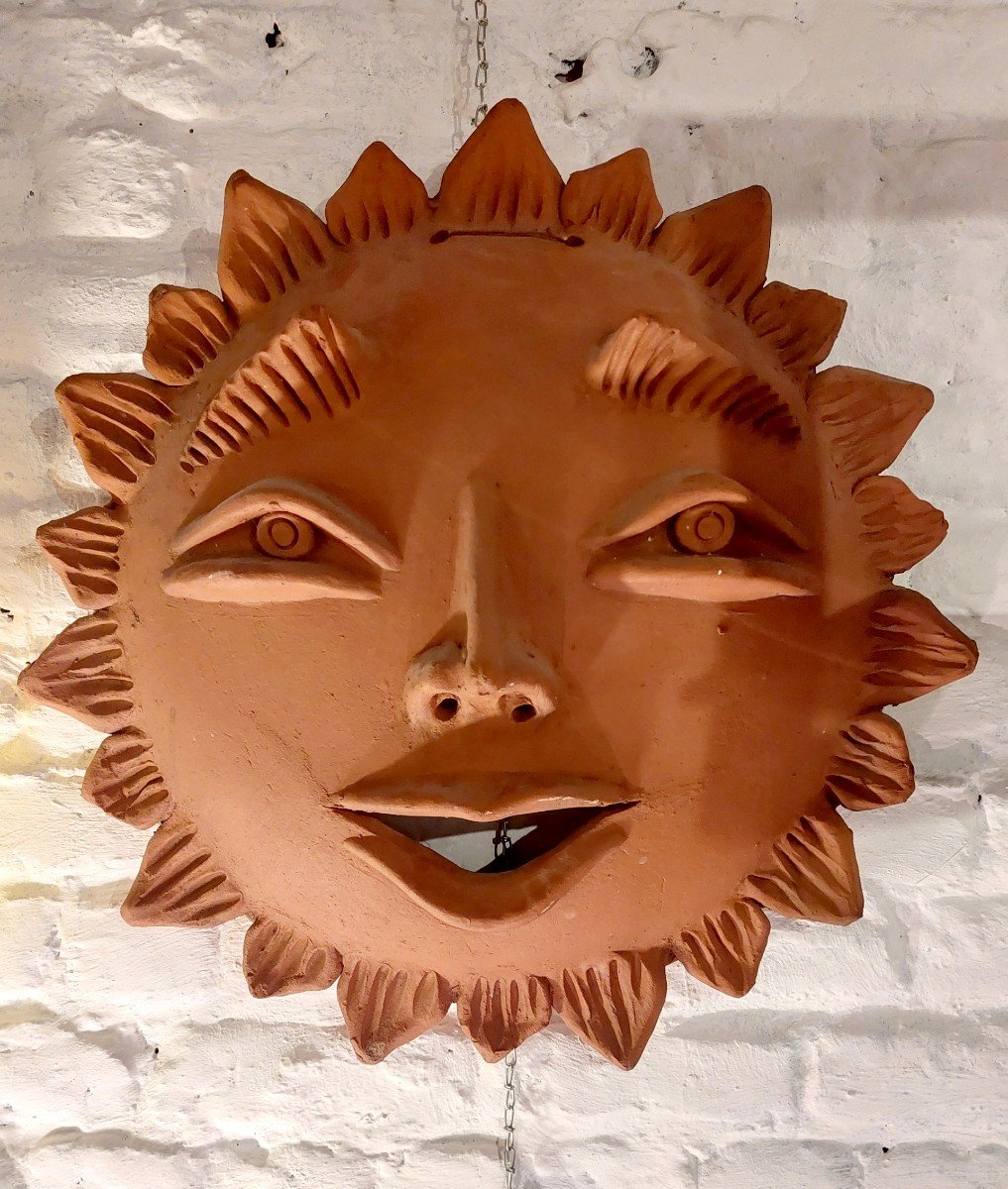 Vallauris Terracotta Wall Scyulpture Circa 1960 Diam 55 Cm Attr. To Jean Marais