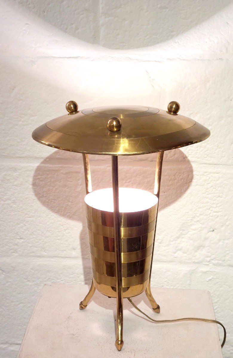 Golden Brass Table Lamp Italy 1950s-photo-4