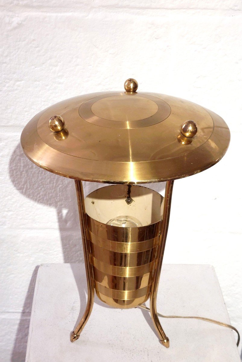 Golden Brass Table Lamp Italy 1950s-photo-4