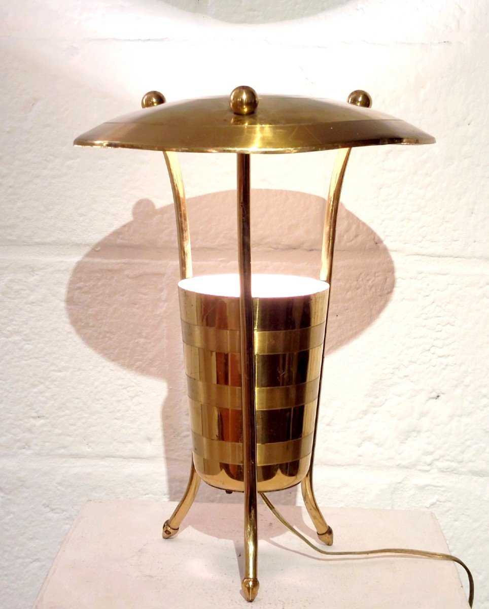 Golden Brass Table Lamp Italy 1950s