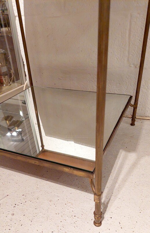 Side Table In Brass And Mirrors Maison Charles, France 1960s-photo-4