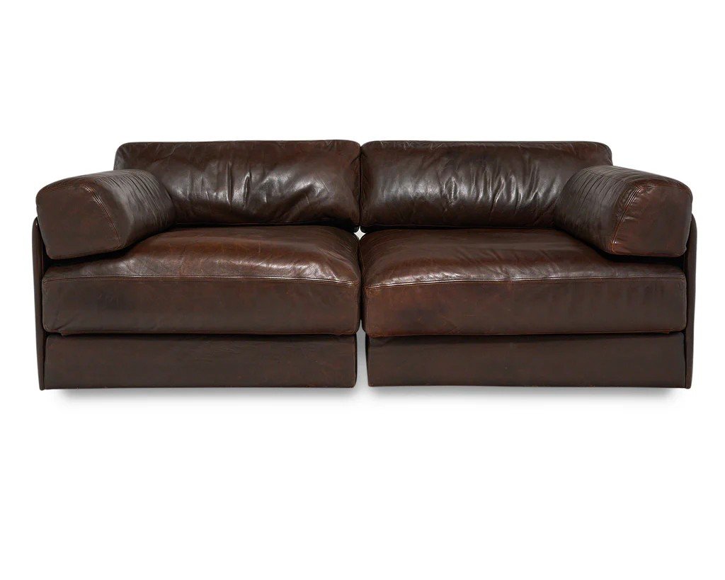 Modular 2-seater Brown Leather Sofa De Sede Ds-76, Switzerland 1970s-photo-2