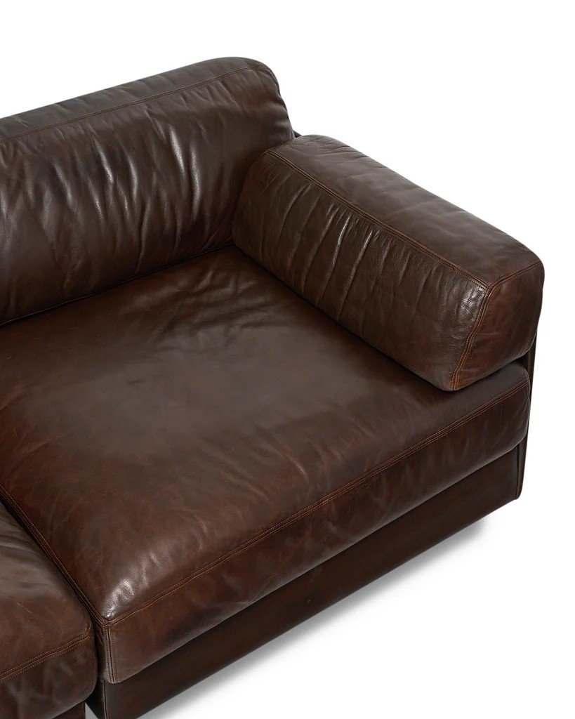 Modular 2-seater Brown Leather Sofa De Sede Ds-76, Switzerland 1970s-photo-4