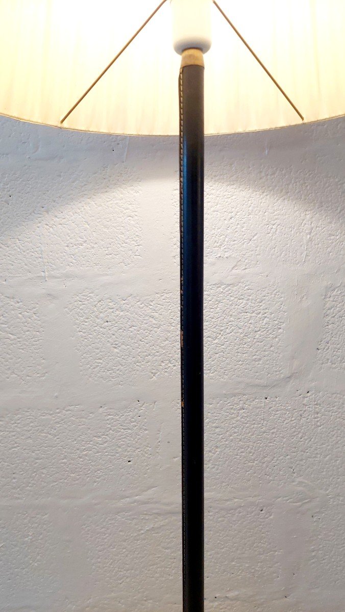 Lampadaire En Cuir Et Laiton Par Falkenbergs, Suède 1960-photo-3