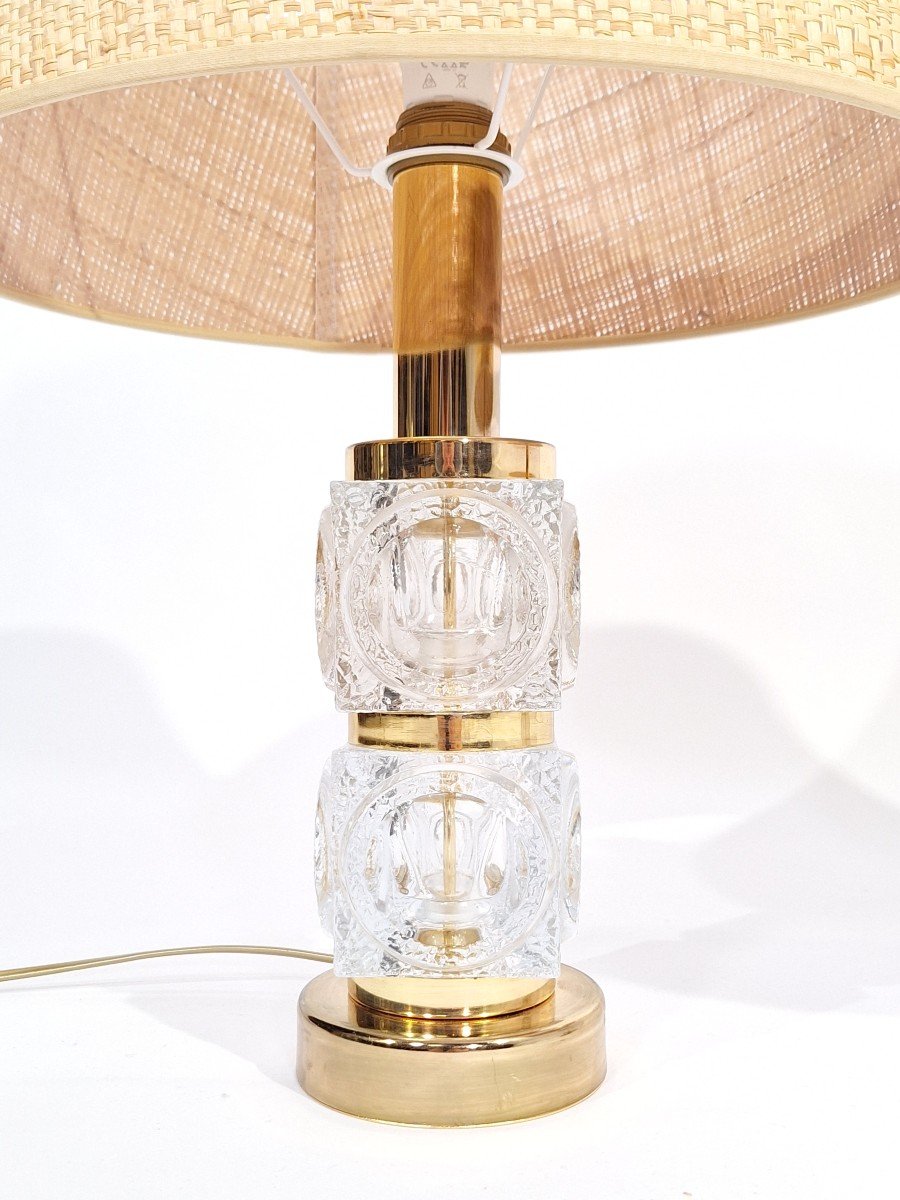 Pair Of Hollywood Regency Lamp Bases Formed From Glass Cubes  -photo-5