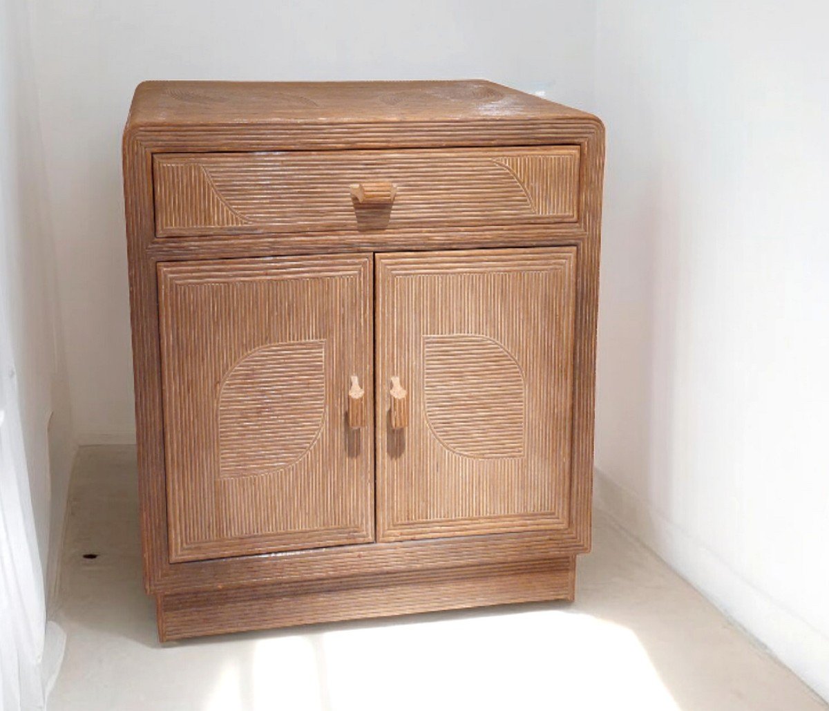 Bamboo Chest Of Drawers With 2 Doors And 1 Drawer 1980-photo-3