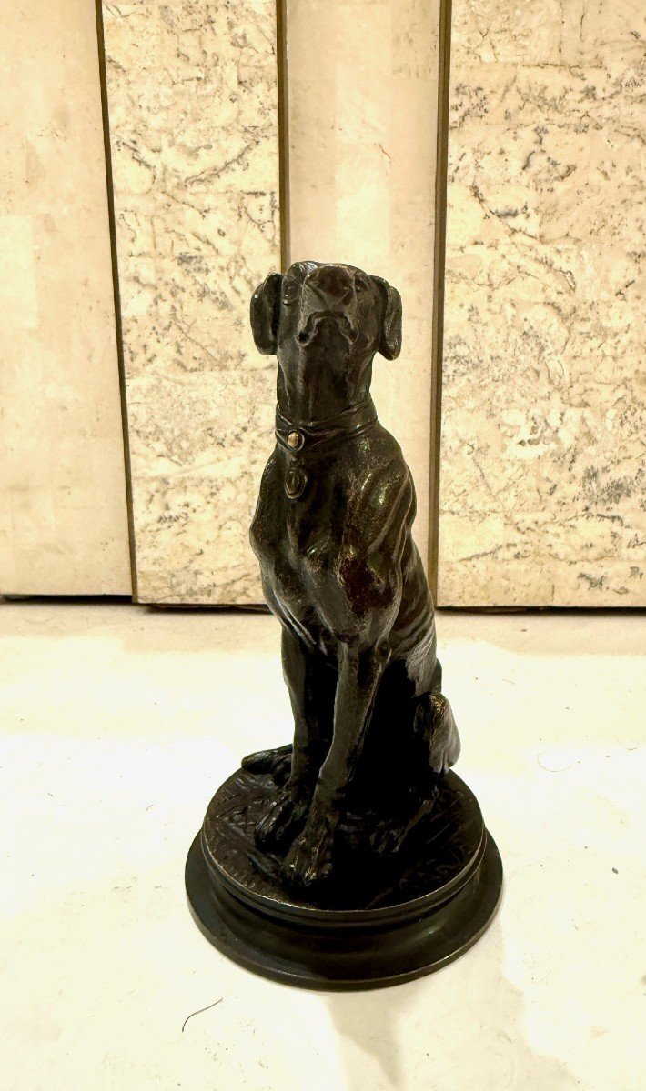 Bronze Sculpture Barye "levrette Assise"-photo-1