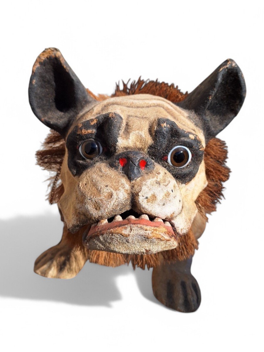 Bouledogue En Papier Mâché à Tête Articulée Et Mécanisme d'Aboiement , France, Fin XIXe-photo-2