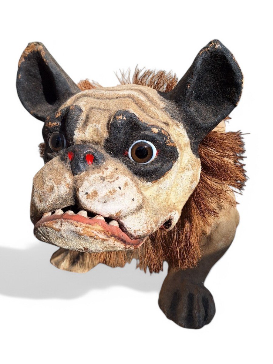 Bouledogue En Papier Mâché à Tête Articulée Et Mécanisme d'Aboiement , France, Fin XIXe-photo-4