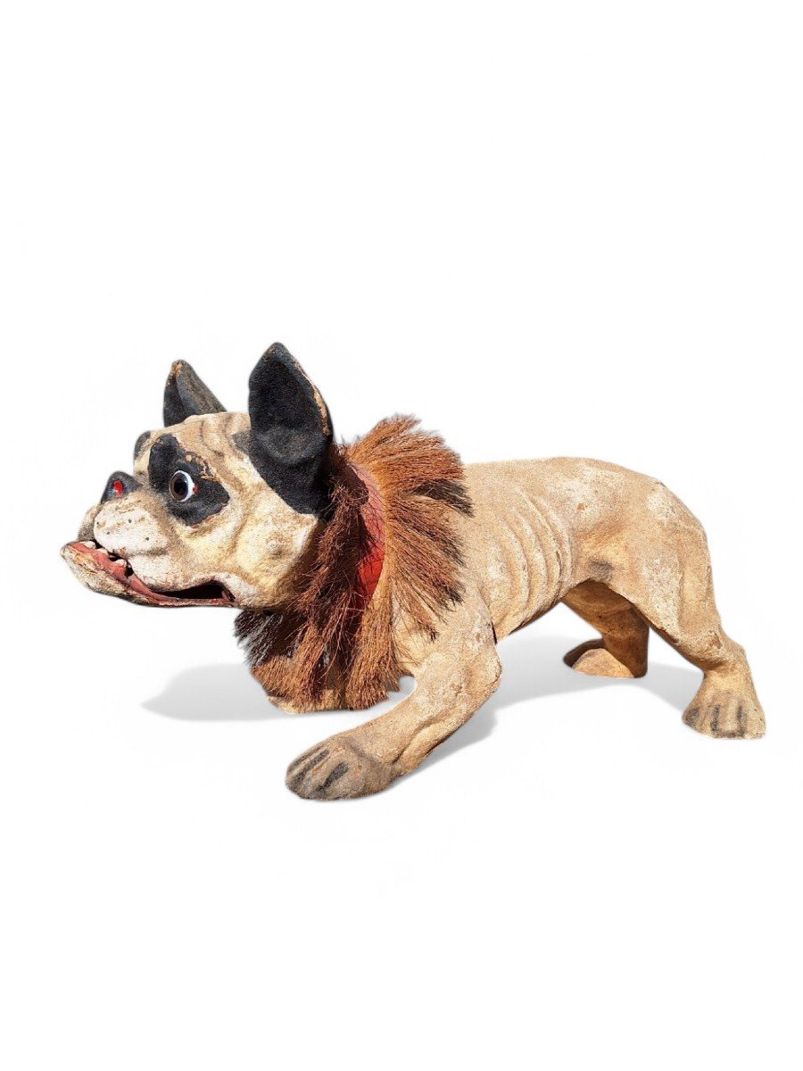 Bouledogue En Papier Mâché à Tête Articulée Et Mécanisme d'Aboiement , France, Fin XIXe