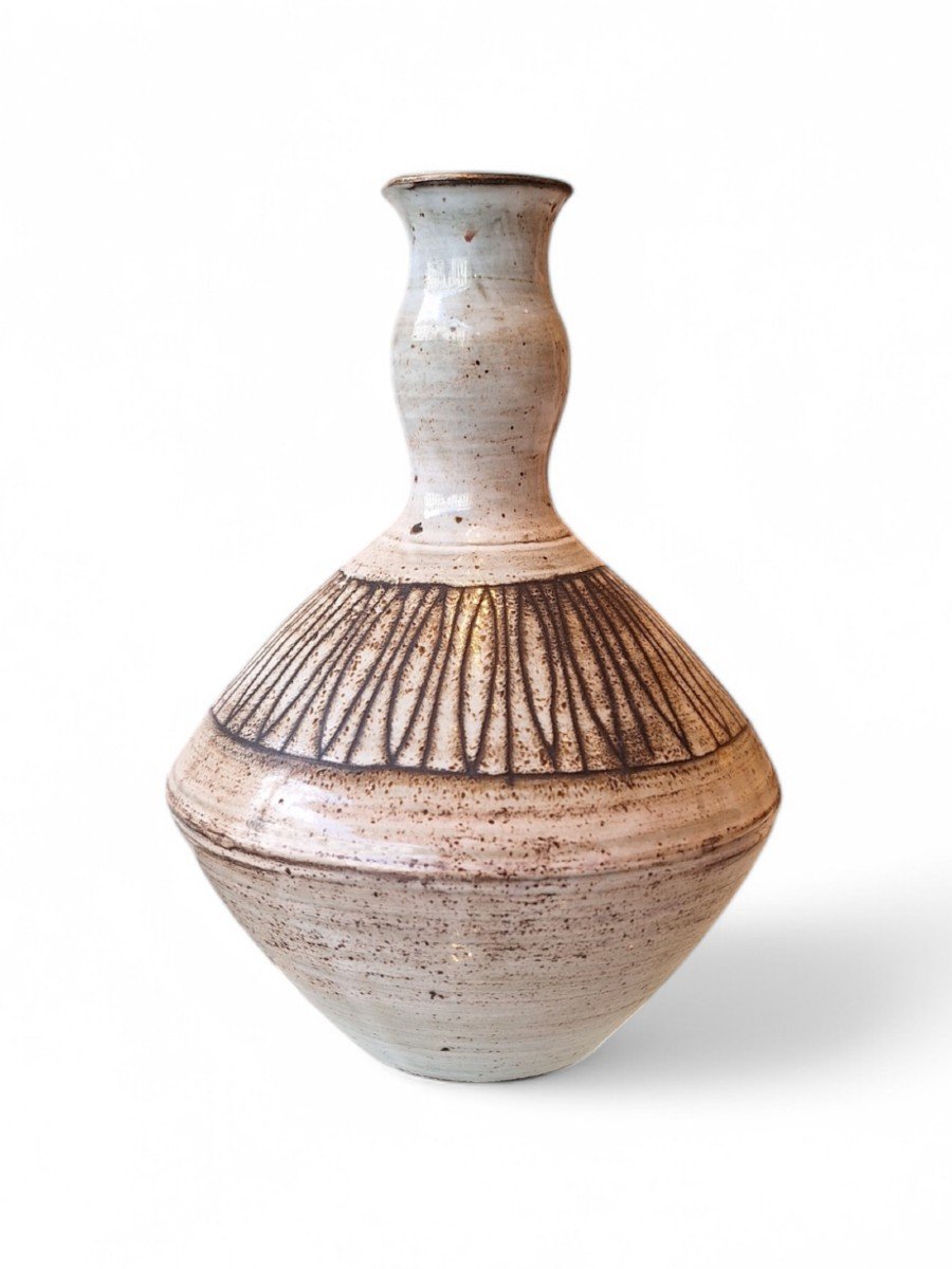 Calabash Shaped Stoneware Vase By Jacques Pouchain 