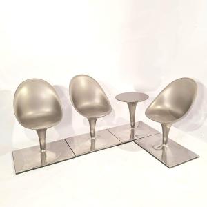 Suite De 3 Chaises Et Un Gueridon Design