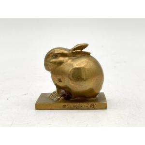 Edouard-marcel Sandoz Bronze Sculpture Rabbit Jewel