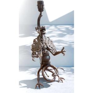 Wrought Iron Dragon Table Lamp, Circa 1930