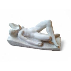 Sculpture Nu Féminin En Marbre Signée M.l. Cladel 1924