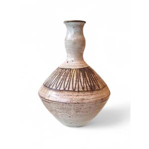 Vase De Forme Calebasse En Grès Par Jacques Pouchain 