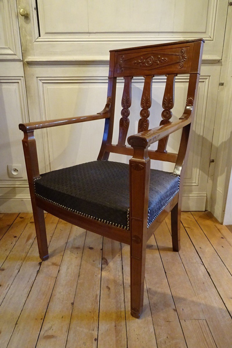 Carved Mahogany Armchair From The Consulate Period-photo-2