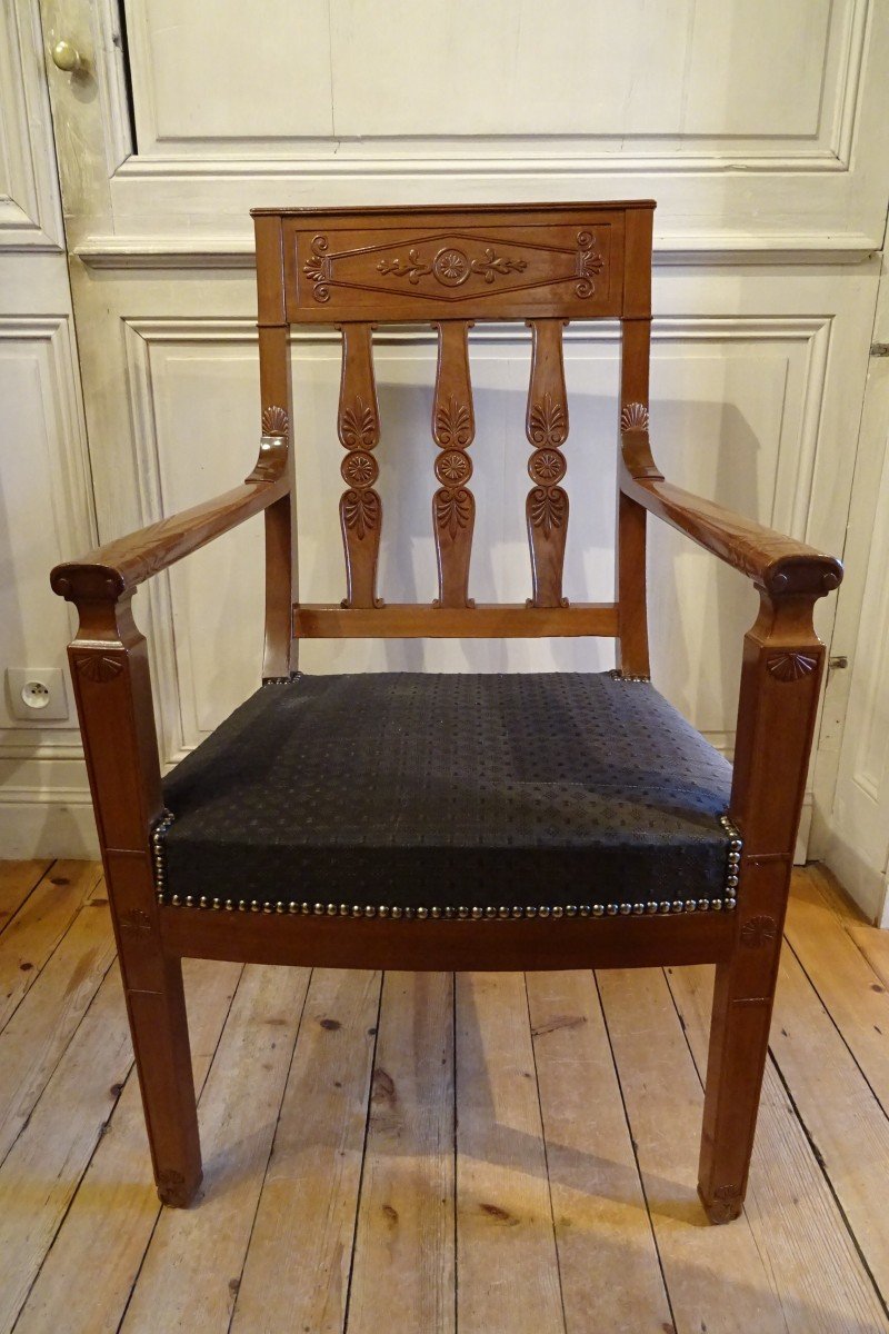 Carved Mahogany Armchair From The Consulate Period