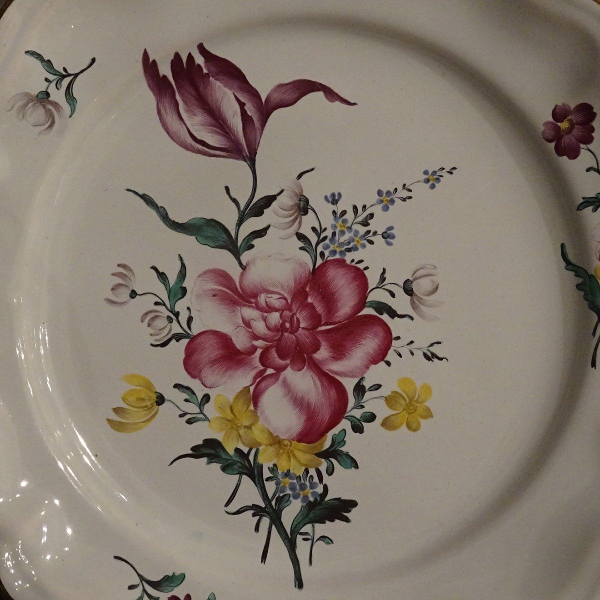 Strasbourg Earthenware Plate Marked Joseph Hannong XVIII-photo-2