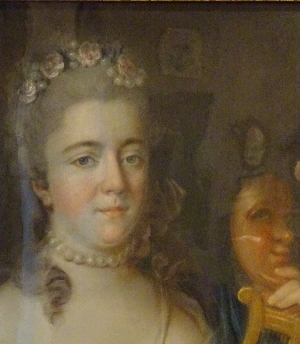 Pastel, 18th Century Portrait Of A Woman Of Quality-photo-1