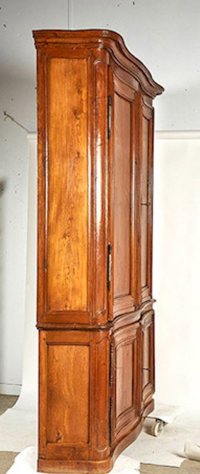 18th Century Two-body Curved Oak Paneled Sideboard-photo-3