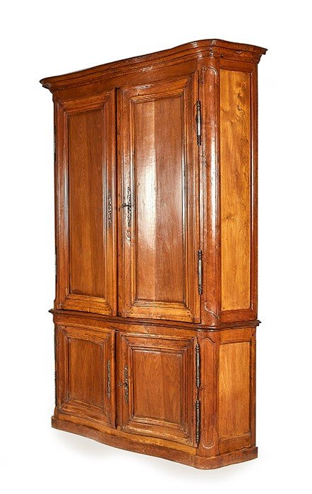 18th Century Two-body Curved Oak Paneled Sideboard