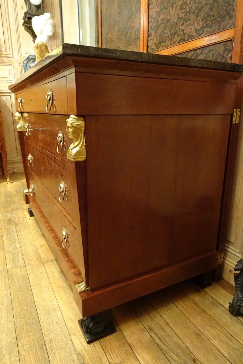 Chest Of Drawers In Speckled Mahogany Returned From Egypt Stamped Gamichon A Paris-photo-1