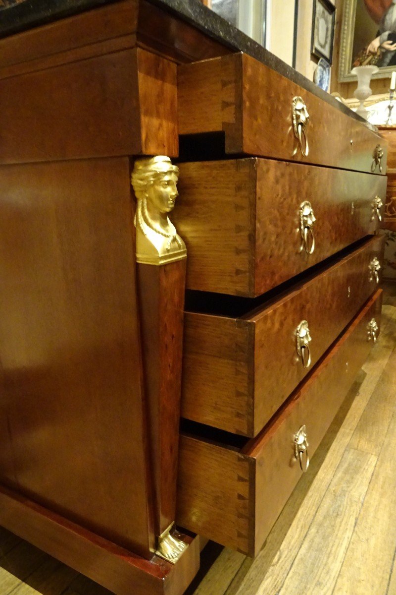 Chest Of Drawers In Speckled Mahogany Returned From Egypt Stamped Gamichon A Paris-photo-3