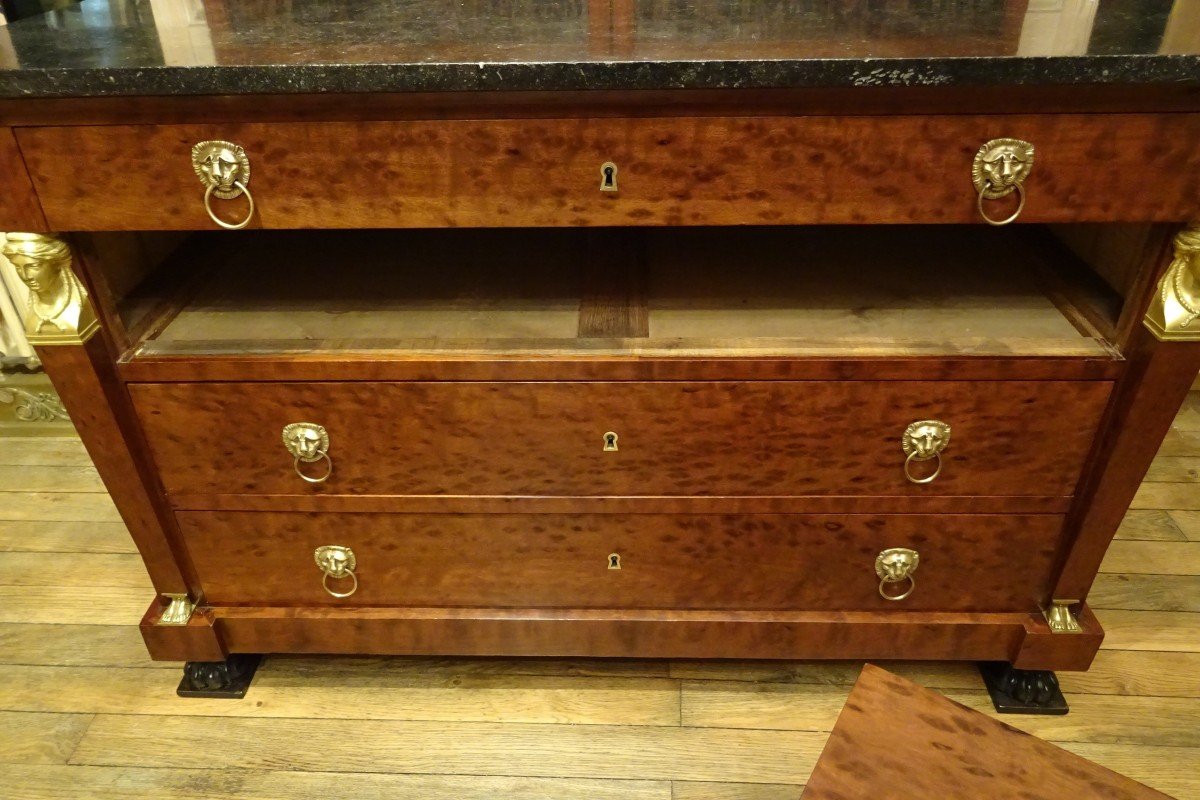 Chest Of Drawers In Speckled Mahogany Returned From Egypt Stamped Gamichon A Paris-photo-6