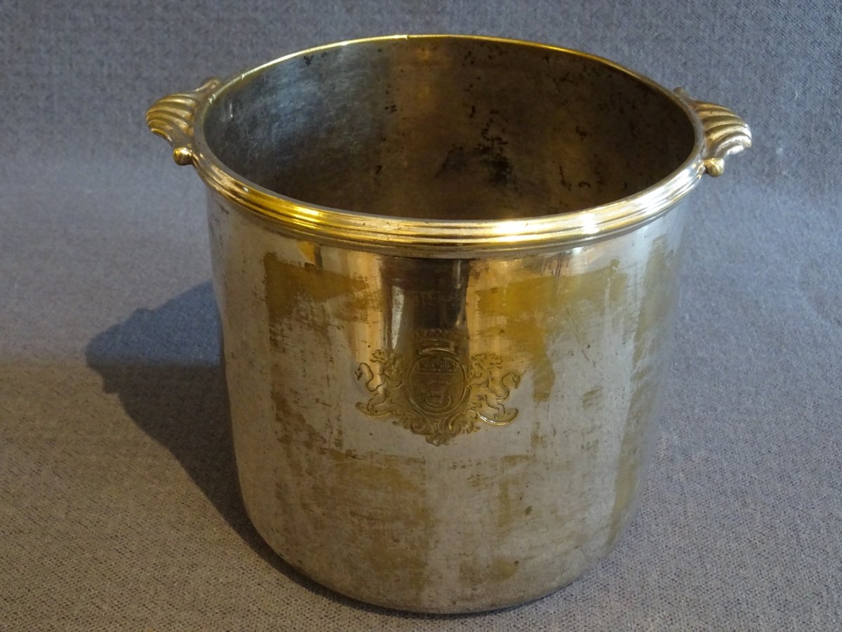 18th Century Silver Plated Metal Cooler-photo-2