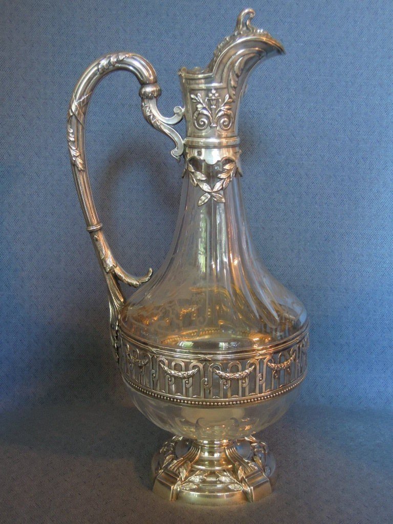 Louis XVI Style Ewer In Crystal And Solid Silver-photo-4